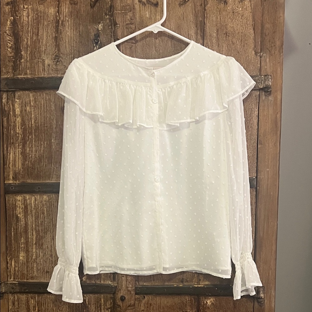 Rachel Parcell White Ruffled Blouse